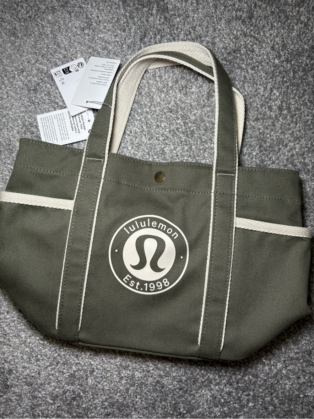 lululemon athletica mini Canvas Tote with Cream lining